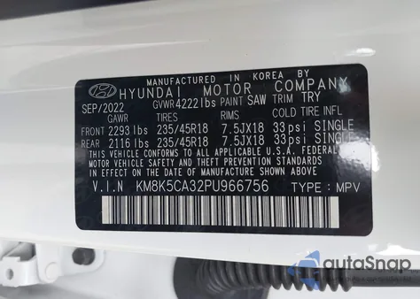 2023 Hyundai Kona Limited z USA, uszkodzony, nr VIN KM8K5CA32PU966756